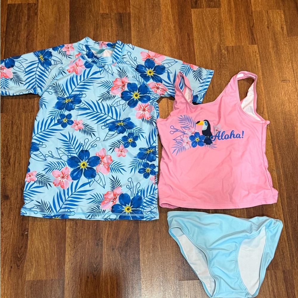 Amazon Kids' Rash Guard Set - Blue and Pink - Picture 2 of 2